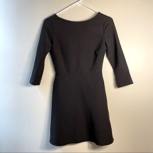 Oodji ultra black 3/4 sleeves minidress ballet style cross on the back short